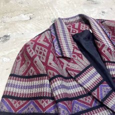 画像3: OLD NATIVE BORDER PATTERN TAILORED JACKET / Mens L / MADE IN USA (3)