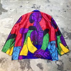 画像2: 90's PICASSO ART PATTERN TAILORED JACKET / Mens L (2)