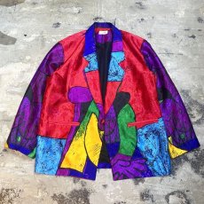 画像1: 90's PICASSO ART PATTERN TAILORED JACKET / Mens L (1)