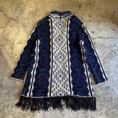 画像2: MIX COLOR NATIVE PATTERN POINT FRINGE DESIGN LONG CARDIGAN / Ladies M (2)