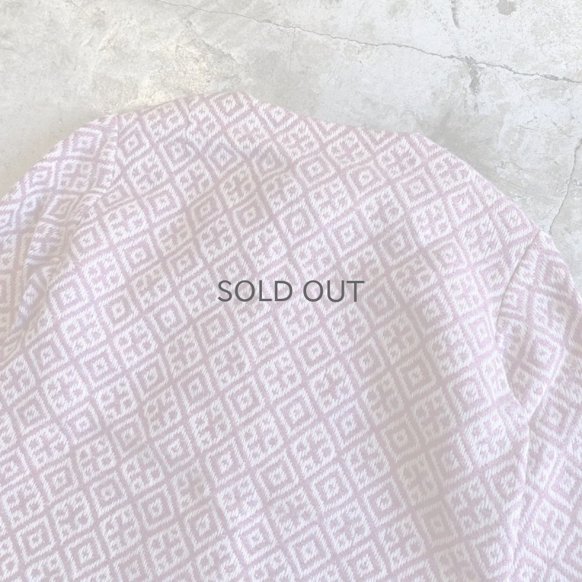 画像9: OLD ALL OVER PATTERN LACE UP DESIGN KNIT TOPS / Ladies S (9)