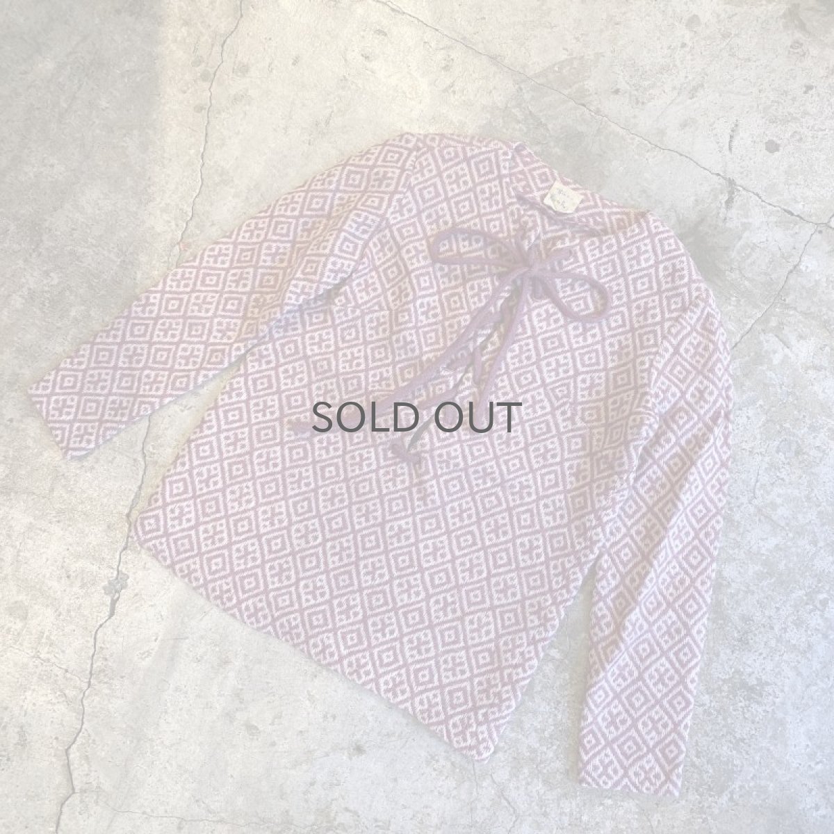 画像4: OLD ALL OVER PATTERN LACE UP DESIGN KNIT TOPS / Ladies S (4)