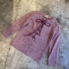 画像4: OLD ALL OVER PATTERN LACE UP DESIGN KNIT TOPS / Ladies S (4)