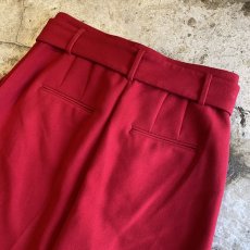 画像7: RED COLOR TUCK DESIGN BELT PANTS / W29 (7)