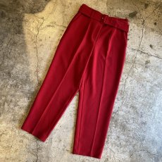 画像4: RED COLOR TUCK DESIGN BELT PANTS / W29 (4)