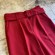 画像3: RED COLOR TUCK DESIGN BELT PANTS / W29 (3)