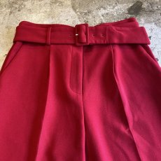 画像5: RED COLOR TUCK DESIGN BELT PANTS / W29 (5)