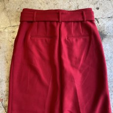 画像9: RED COLOR TUCK DESIGN BELT PANTS / W29 (9)