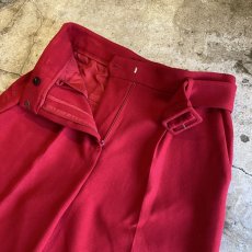 画像8: RED COLOR TUCK DESIGN BELT PANTS / W29 (8)