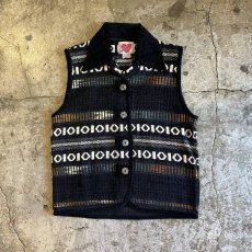 画像1: ART PATTERN MIX COLOR CORDUROY DESIGN VEST / Ladies S (1)