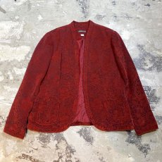 画像1: BOTANICAL PATTERN JACQUARD NO COLLAR JACKET / Mens L (1)