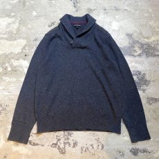 画像1: GRAY COLOR SHAWL COLLAR KNIT SWEATER / Mens L (1)