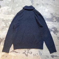 画像2: GRAY COLOR SHAWL COLLAR KNIT SWEATER / Mens L (2)