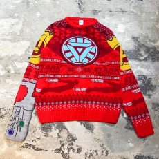 画像1: IRON MAN PATTERN NORDIK KNIT SWEATER / Mens M (1)