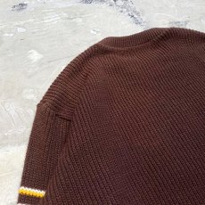 画像9: BROWN COLOR LETTERED KNIT SWEATER / Mens L (9)