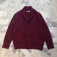 画像1: 90's BURGUNDY SHAWL COLLAR KNIT CARDIGAN/ Mens L / MADE IN USA (1)