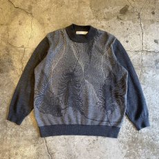 画像1: METALLIC COLOR FEATHER PATTERN KNIT DESIGN TOPS / Ladies M (1)