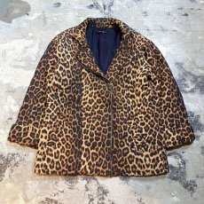 画像1: LEOPARD PATTERN RIDERS STYLE QUILTING JACKET / Mens L / MADE IN FRANCE (1)