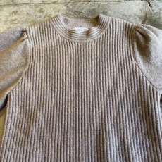 画像7: BEIGE COLOR VOLUME SLEEVE RIB DESIGN KNIT TOPS / Ladies XS(S) (7)