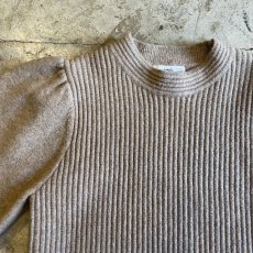 画像6: BEIGE COLOR VOLUME SLEEVE RIB DESIGN KNIT TOPS / Ladies XS(S) (6)