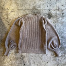 画像1: BEIGE COLOR VOLUME SLEEVE RIB DESIGN KNIT TOPS / Ladies XS(S) (1)