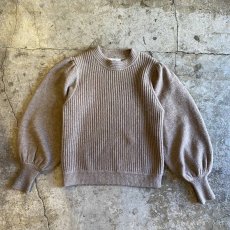 画像2: BEIGE COLOR VOLUME SLEEVE RIB DESIGN KNIT TOPS / Ladies XS(S) (2)