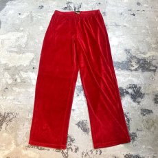画像1: RED COLOR WIDE SILHOUETTE VELOUR PANTS / W30~ (1)