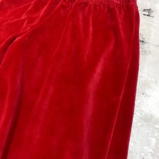 画像4: RED COLOR WIDE SILHOUETTE VELOUR PANTS / W30~ (4)
