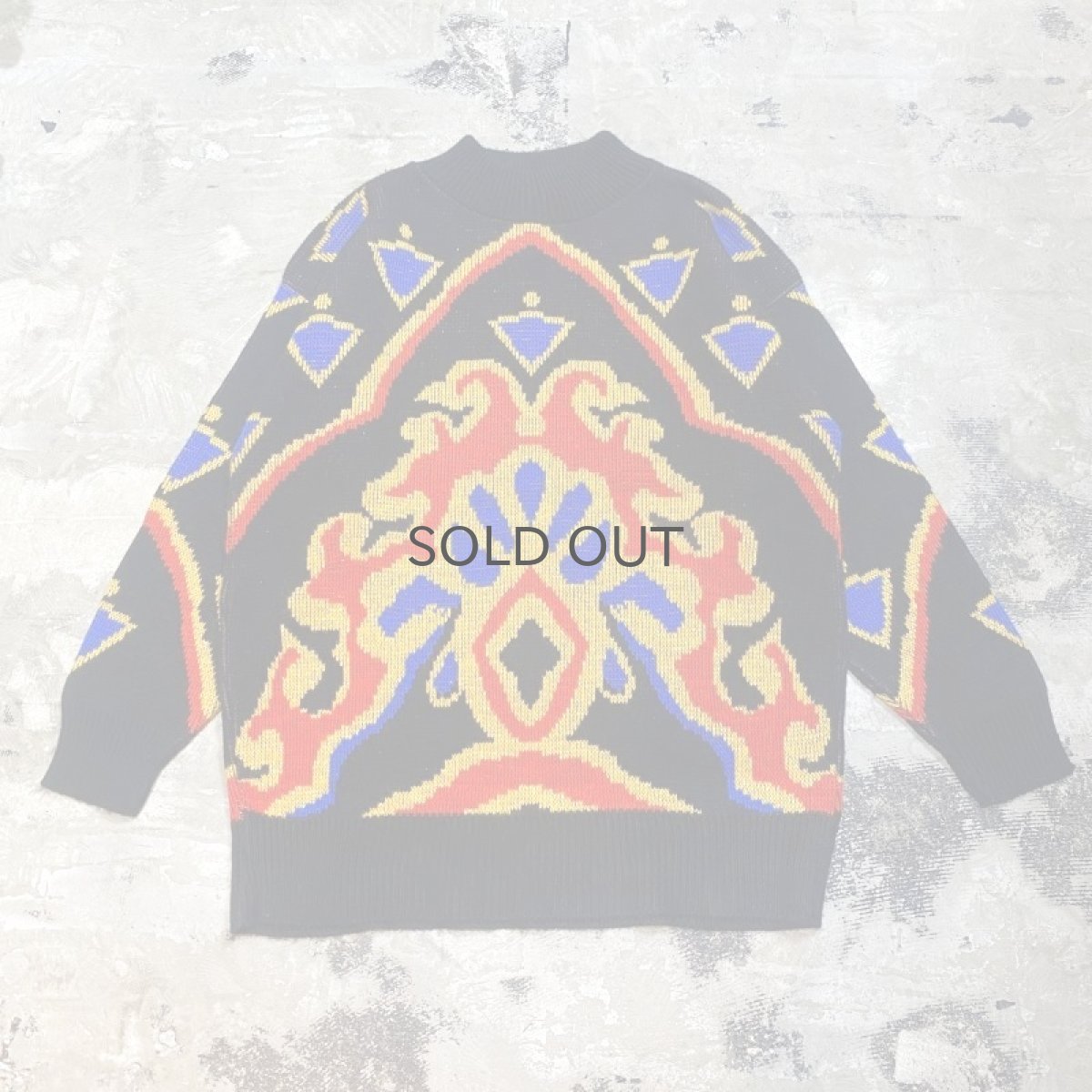 画像1: 80's ALL OVER ART PATTERN KNIT SWEATER / Mens M / MADE IN USA (1)