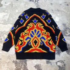 画像2: 80's ALL OVER ART PATTERN KNIT SWEATER / Mens M / MADE IN USA (2)