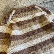 画像6: OLD BORDER PATTERN COLOR V NECK KNIT SWEATER / Ladies L(M) (6)