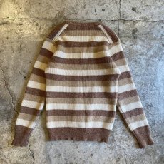 画像2: OLD BORDER PATTERN COLOR V NECK KNIT SWEATER / Ladies L(M) (2)