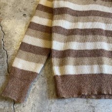 画像7: OLD BORDER PATTERN COLOR V NECK KNIT SWEATER / Ladies L(M) (7)