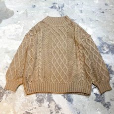 画像1: MOCK NECK VARIOUS KNITTING SWEATER / Mens L (1)