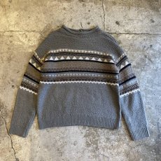 画像1: POINT MULTI BORDER PATTERN KNIT SWEATER / Ladies M (1)