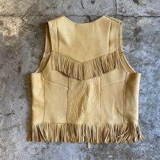 画像2: LEATHER FRINGE SHORT DESIGN VEST / Ladies XL(S) (2)