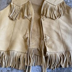 画像7: LEATHER FRINGE SHORT DESIGN VEST / Ladies XL(S) (7)