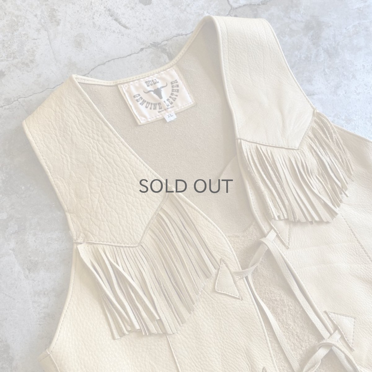 画像3: LEATHER FRINGE SHORT DESIGN VEST / Ladies XL(S) (3)