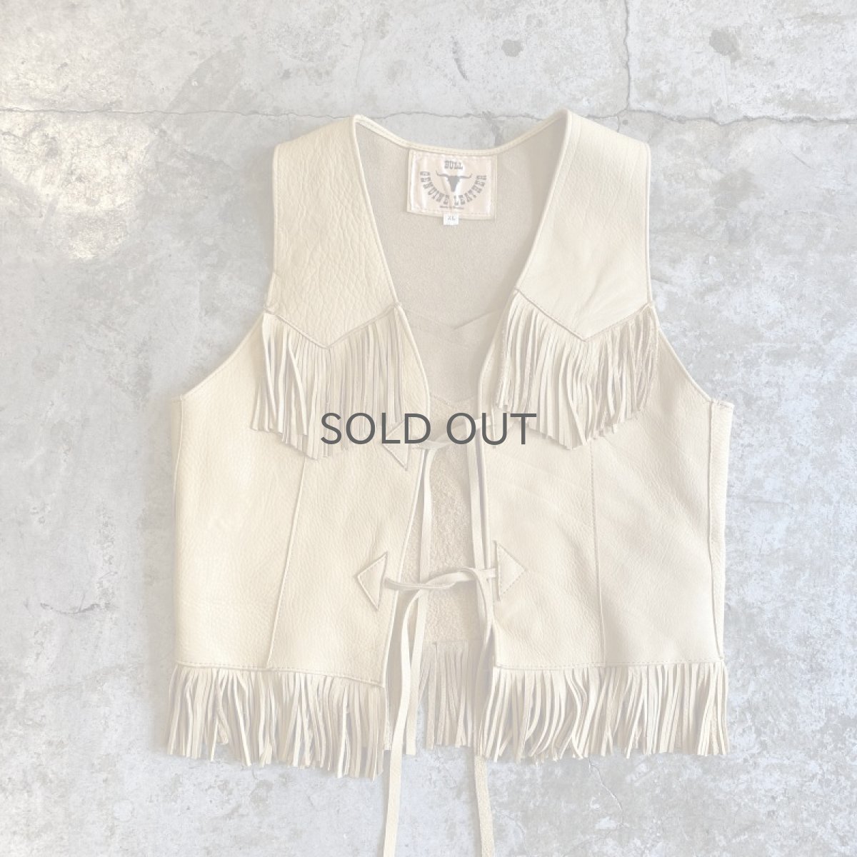 画像1: LEATHER FRINGE SHORT DESIGN VEST / Ladies XL(S) (1)