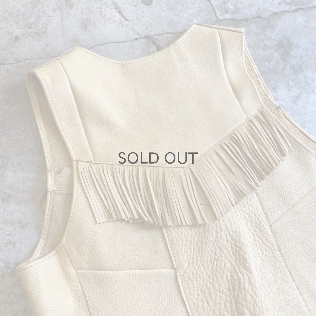 画像8: LEATHER FRINGE SHORT DESIGN VEST / Ladies XL(S) (8)