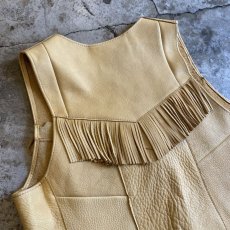 画像8: LEATHER FRINGE SHORT DESIGN VEST / Ladies XL(S) (8)