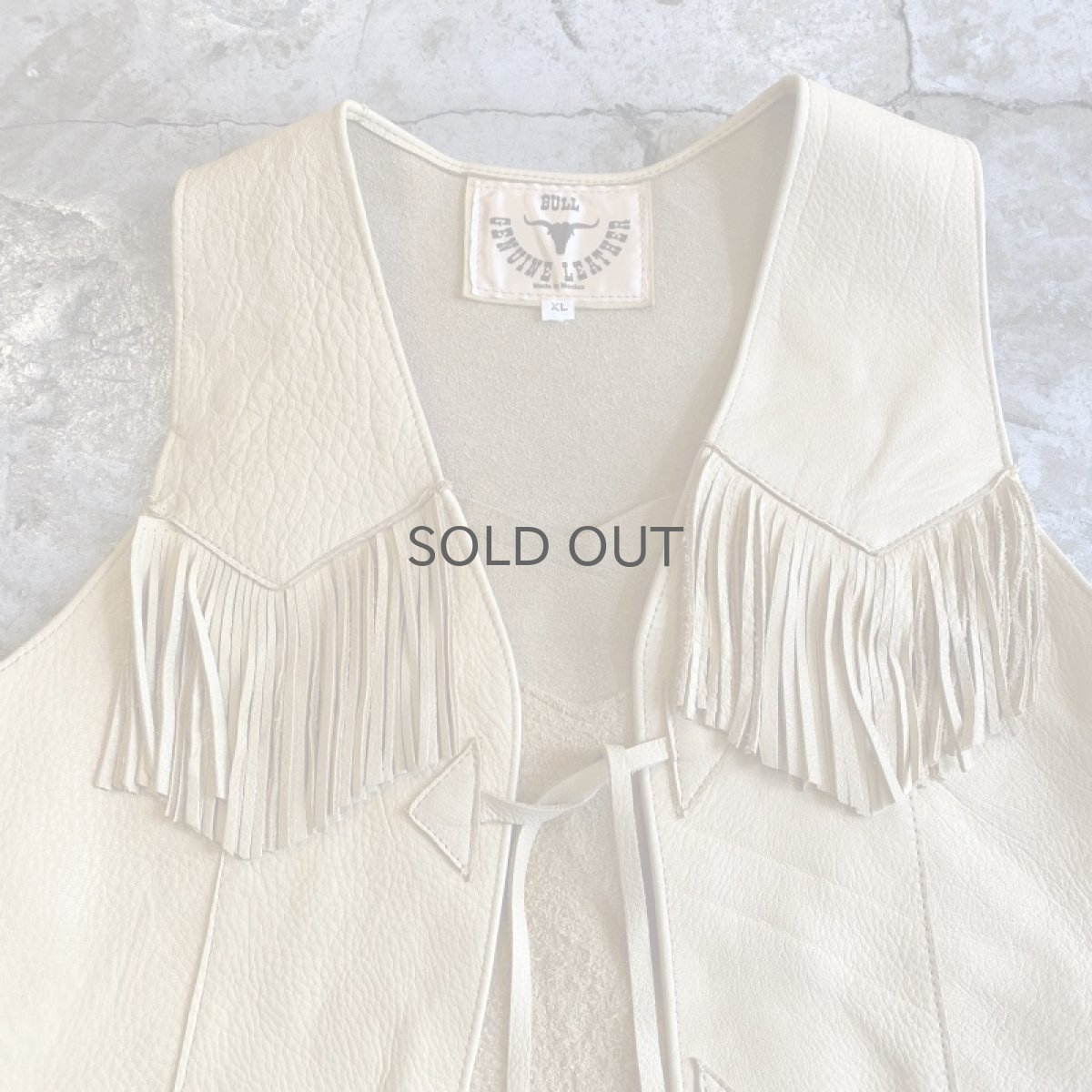 画像6: LEATHER FRINGE SHORT DESIGN VEST / Ladies XL(S) (6)