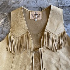 画像6: LEATHER FRINGE SHORT DESIGN VEST / Ladies XL(S) (6)