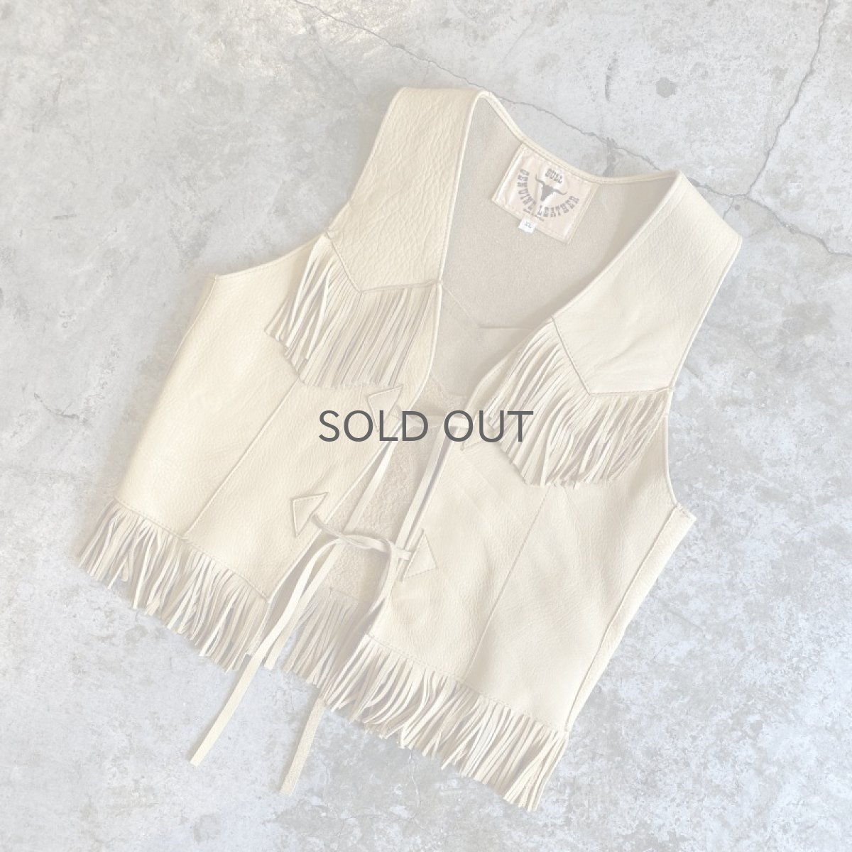 画像4: LEATHER FRINGE SHORT DESIGN VEST / Ladies XL(S) (4)