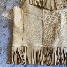 画像9: LEATHER FRINGE SHORT DESIGN VEST / Ladies XL(S) (9)