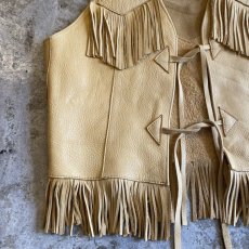 画像5: LEATHER FRINGE SHORT DESIGN VEST / Ladies XL(S) (5)