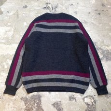 画像2: OLD BORDER LINE PATTERN WOOL KNIT SWEATER / Mens L (2)