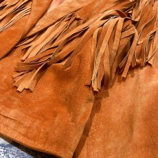 画像6: BROWN SUEDE LEATHER FRINGE JACKET / Mens M / MADE IN USA (6)