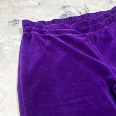 画像3: PURPLE COLOR WIDE SILHOUETTE VELOUR PANTS / FREE (3)