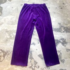 画像2: PURPLE COLOR WIDE SILHOUETTE VELOUR PANTS / FREE (2)